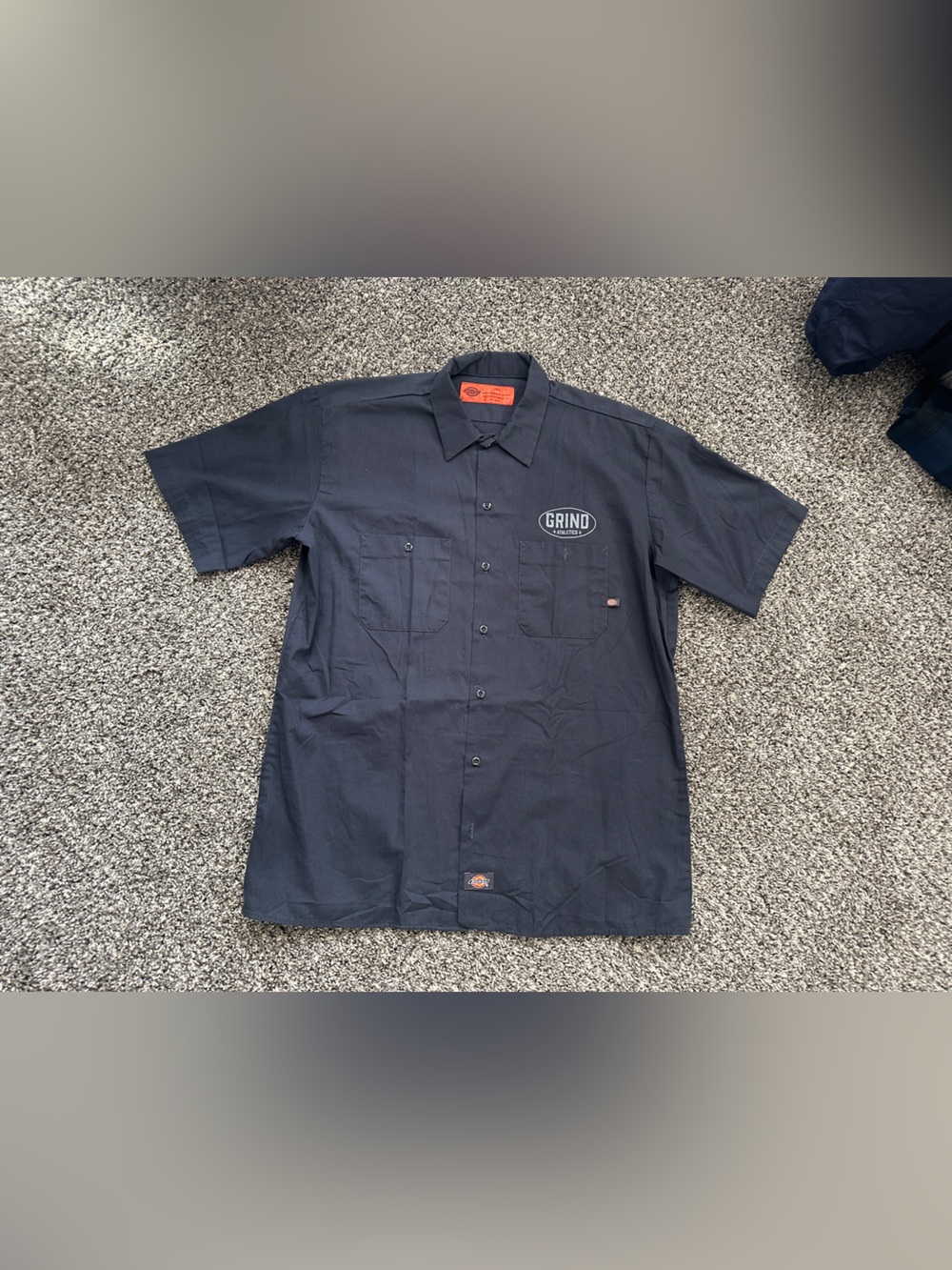 Dickies Grind Athletics Men’s Navy Blue Short Sleeve Button Down Work Shirt Sz L